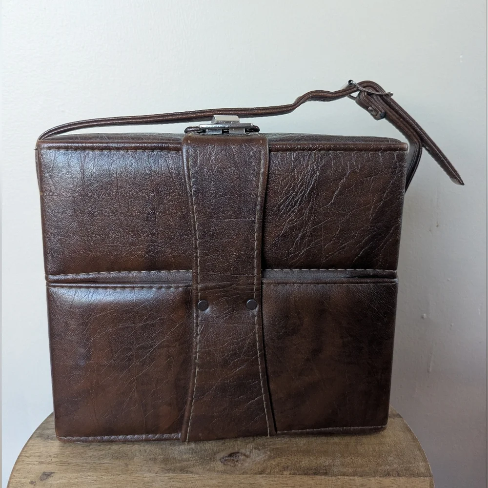 VINTAGE Polaroid SX-70 Leather System Case, Dark Brown Leather